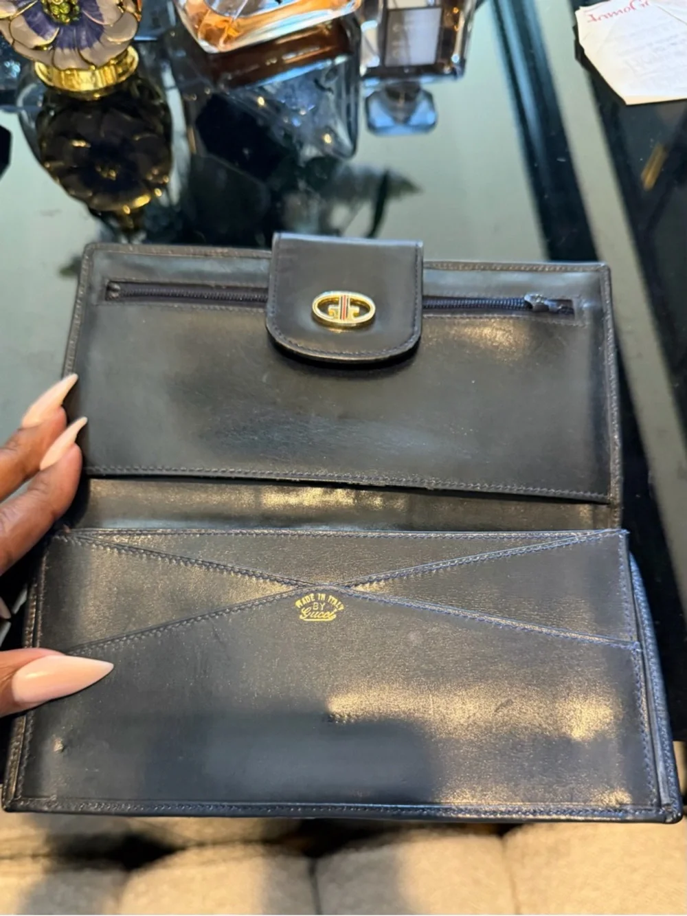 Rare find Vintage Gucci Blue and Grey GG Canvas Wallet only
